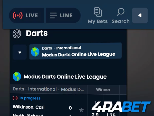 wow77 in-play betting on Darts