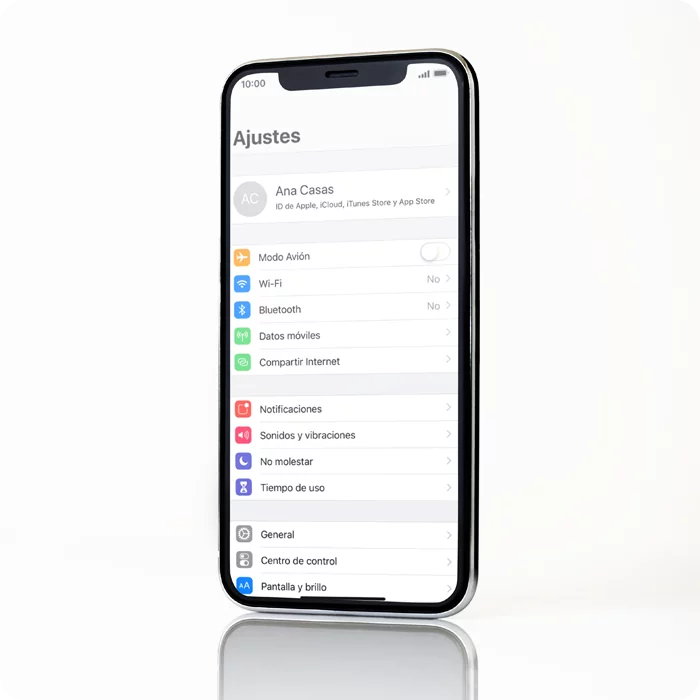 iPhone com a guia de configurações aberta