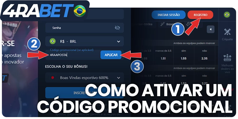 Instruções passo a passo sobre como aplicar um código promocional no wow77