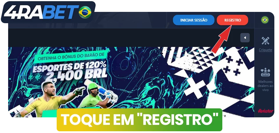 Clique em registrar para criar uma conta no wow77 Brasil